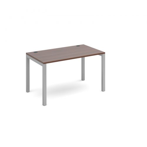 Connex single desk 1200mm x 800mm - silver frame and walnut top