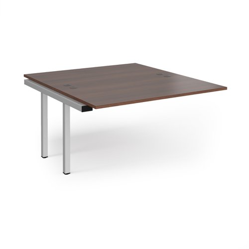 Connex add on units back to back 1400mm x 1600mm - silver frame, walnut top Bench Desking CO1416-AB-S-W