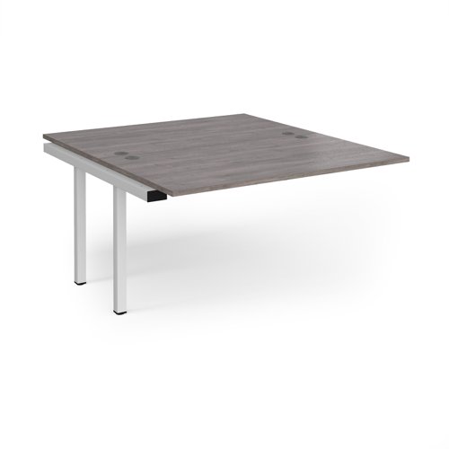 Connex add on units back to back 1400mm x 1600mm - white frame, grey oak top Bench Desking CO1416-AB-WH-GO