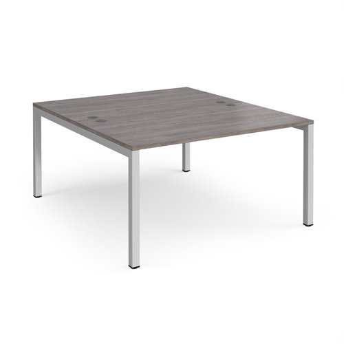 Connex back to back desks 1400mm x 1600mm - silver frame, grey oak top CO1416-S-GO Buy online at Office 5Star or contact us Tel 01594 810081 for assistance