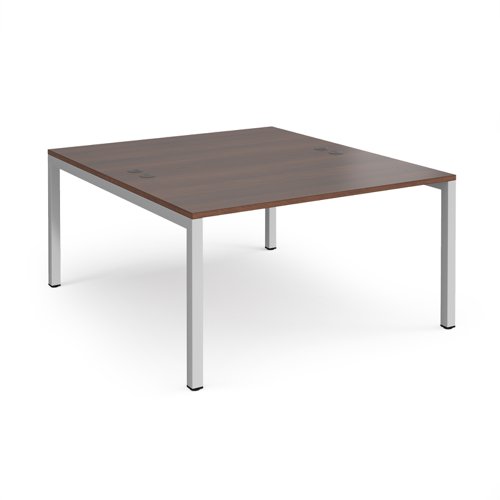 Connex back to back desks 1400mm x 1600mm - silver frame, walnut top Bench Desking CO1416-S-W