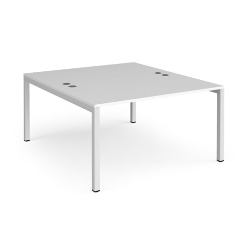 Bench Desk 2 Person Starter Rectangular Desks 1400mm White Tops With White Frames 1600mm Depth Connex