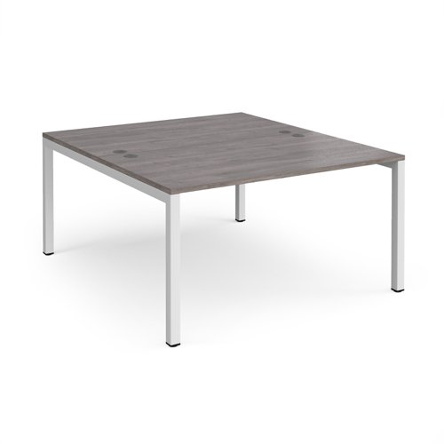 Connex back to back desks 1400mm x 1600mm - white frame, grey oak top Bench Desking CO1416-WH-GO