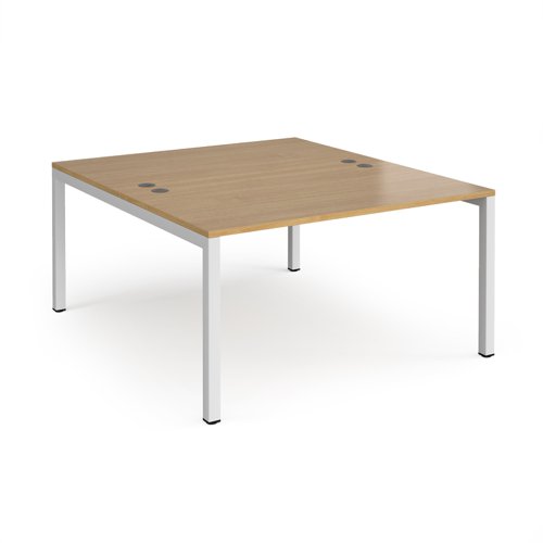Connex back to back desks 1400mm x 1600mm - white frame, oak top Bench Desking CO1416-WH-O