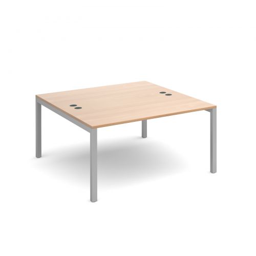 Connex back to back desks 1400mm x 1600mm - silver frame, beech top