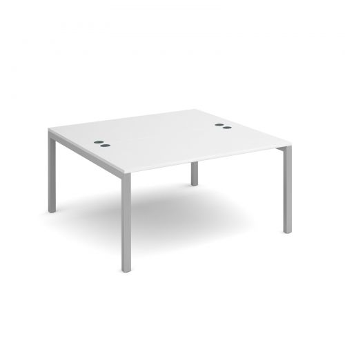 Connex back to back desks 1400mm x 1600mm - silver frame and white top