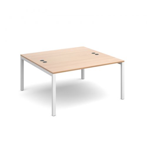 Connex starter units back to back 1400mm x 1600mm - white frame and beech top
