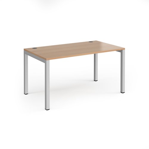 Connex single desk 1400mm x 800mm - silver frame, beech top