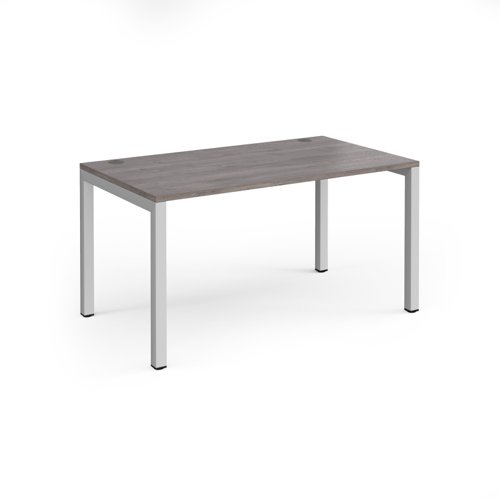 Connex single desk 1400mm x 800mm - silver frame, grey oak top Bench Desking CO148-S-GO