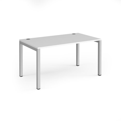 Connex single desk 1400mm x 800mm - silver frame, white top Bench Desking CO148-S-WH