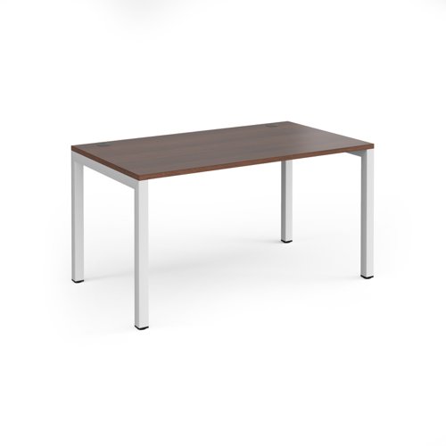Connex starter unit single 1400mm x 800mm - white frame, walnut top CO148-SB-WH-W Buy online at Office 5Star or contact us Tel 01594 810081 for assistance