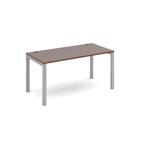 Connex starter unit single 1400mm x 800mm - silver frame and walnut top