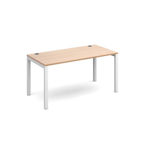 Connex starter unit single 1400mm x 800mm - white frame and beech top