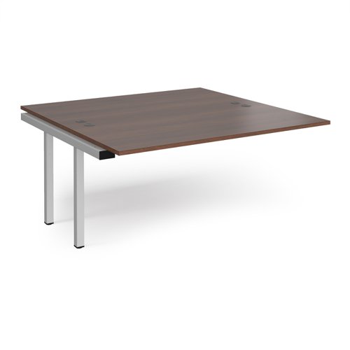 Connex add on units back to back 1600mm x 1600mm - silver frame, walnut top Bench Desking CO1616-AB-S-W