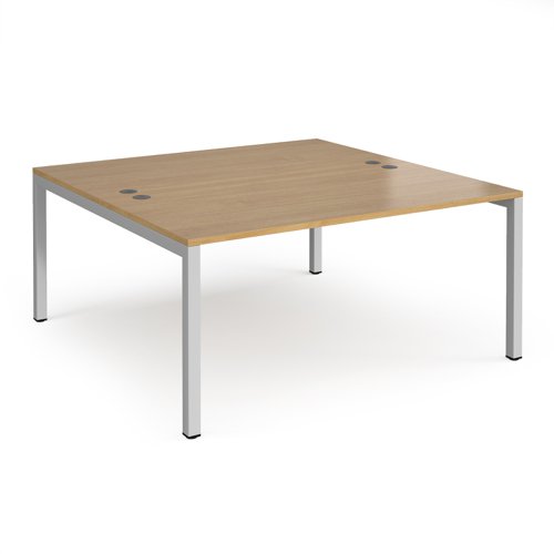 Connex back to back desks 1600mm x 1600mm - silver frame, oak top Bench Desking CO1616-S-O