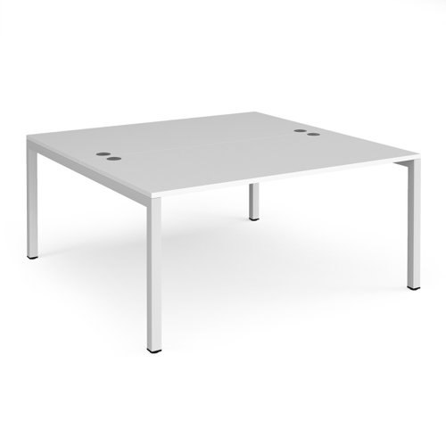 Bench Desk 2 Person Starter Rectangular Desks 1600mm White Tops With White Frames 1600mm Depth Connex