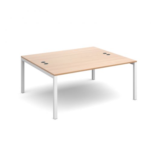 Connex back to back desks 1600mm x 1600mm - white frame and beech top