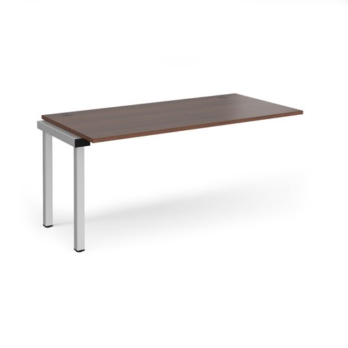 Connex add on unit single 1600mm x 800mm - silver frame, walnut top Bench Desking CO168-AB-S-W