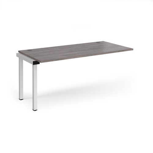 Connex add on unit single 1600mm x 800mm - white frame, grey oak top Bench Desking CO168-AB-WH-GO