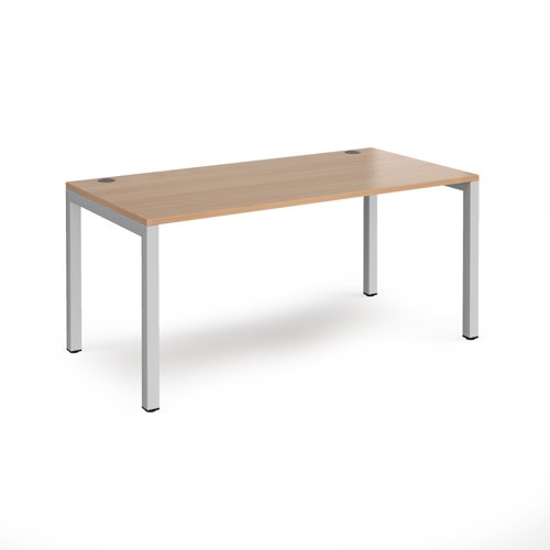 Connex single desk 1600mm x 800mm - silver frame, beech top CO168-S-B Buy online at Office 5Star or contact us Tel 01594 810081 for assistance