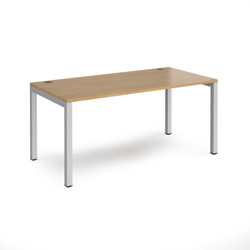 Connex single desk 1600mm x 800mm - silver frame, oak top Bench Desking CO168-S-O