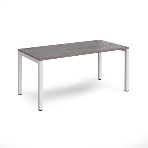 Connex single desk 1600mm x 800mm - white frame, grey oak top CO168-WH-GO Buy online at Office 5Star or contact us Tel 01594 810081 for assistance