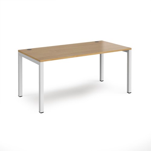 Connex single desk 1600mm x 800mm - white frame, oak top CO168-WH-O Buy online at Office 5Star or contact us Tel 01594 810081 for assistance