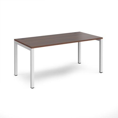 Connex single desk 1600mm x 800mm - white frame, walnut top CO168-WH-W Buy online at Office 5Star or contact us Tel 01594 810081 for assistance
