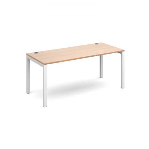 Connex starter unit single 1600mm x 800mm - white frame and beech top