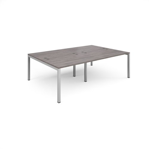 Connex double back to back desks 2400mm x 1600mm - silver frame, grey oak top CO2416-S-GO Buy online at Office 5Star or contact us Tel 01594 810081 for assistance