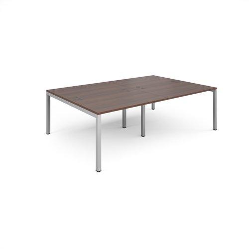 Connex double back to back desks 2400mm x 1600mm - silver frame, walnut top Bench Desking CO2416-S-W