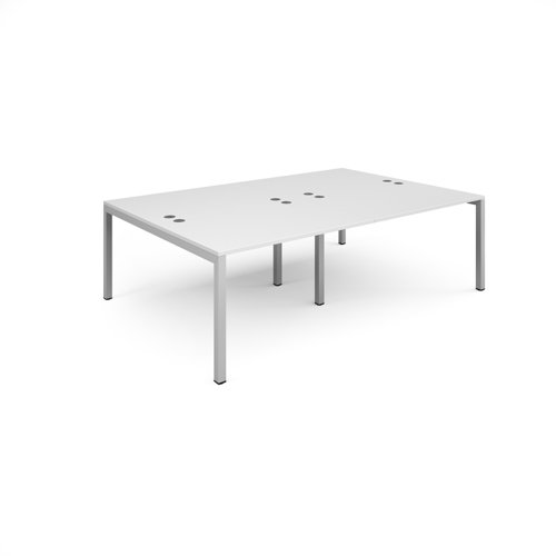 Connex Double Back To Back Desks 2400mm X 1600mm Silver Frame White Top