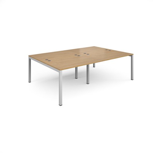 Connex double back to back desks 2400mm x 1600mm - white frame, oak top Bench Desking CO2416-WH-O