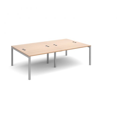 Connex double back to back desks 2400mm x 1600mm - silver frame and beech top
