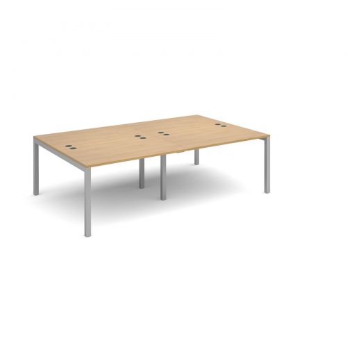 Connex double back to back desks 2400mm x 1600mm - silver frame and oak top