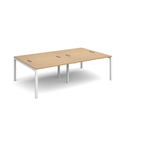 Connex double back to back desks 2400mm x 1600mm - white frame and oak top