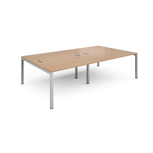 Connex double back to back desks 2800mm x 1600mm - silver frame, beech top