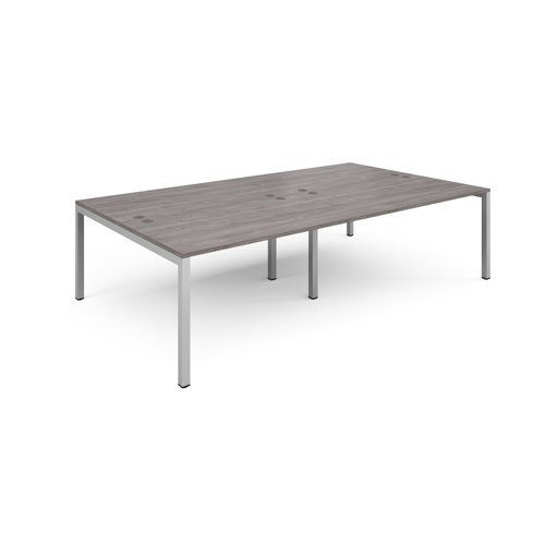 Connex double back to back desks 2800mm x 1600mm - silver frame, grey oak top