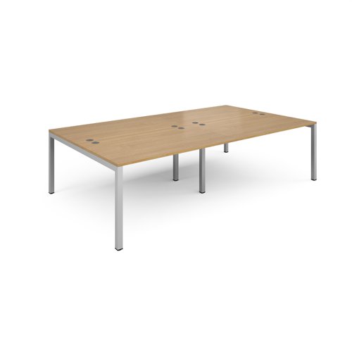 Connex double back to back desks 2800mm x 1600mm - silver frame, oak top Bench Desking CO2816-S-O