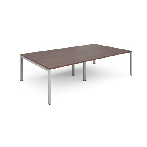 Connex double back to back desks 2800mm x 1600mm - silver frame, walnut top Bench Desking CO2816-S-W