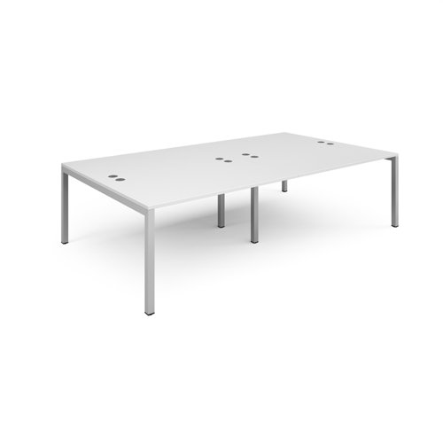 Connex double back to back desks 2800mm x 1600mm - silver frame, white top | CO2816-S-WH | Dams International