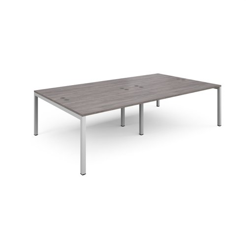 Connex double back to back desks 2800mm x 1600mm - white frame, grey oak top