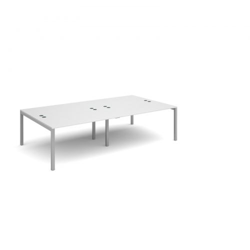 Connex double back to back desks 2800mm x 1600mm - silver frame and white top