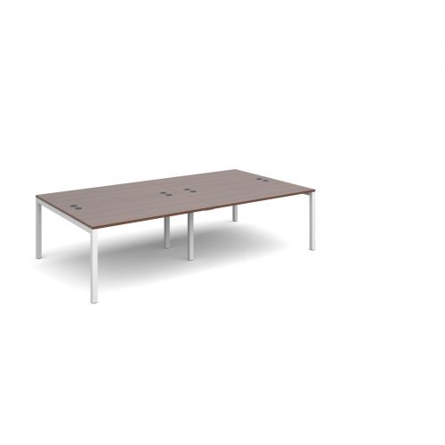 Connex double back to back desks 2800mm x 1600mm - white frame, walnut top