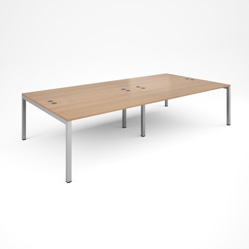 Connex Double Back To Back Desks 3200mm X 1600mm Silver Frame Beech Top