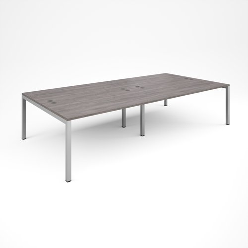 Connex double back to back desks 3200mm x 1600mm - silver frame, grey oak top