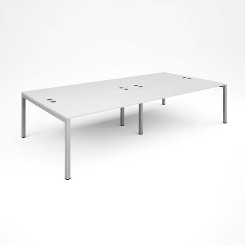 Connex Double Back To Back Desks 3200mm X 1600mm Silver Frame White Top