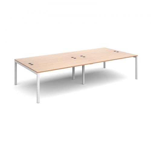 Connex double back to back desks 3200mm x 1600mm - white frame, beech top