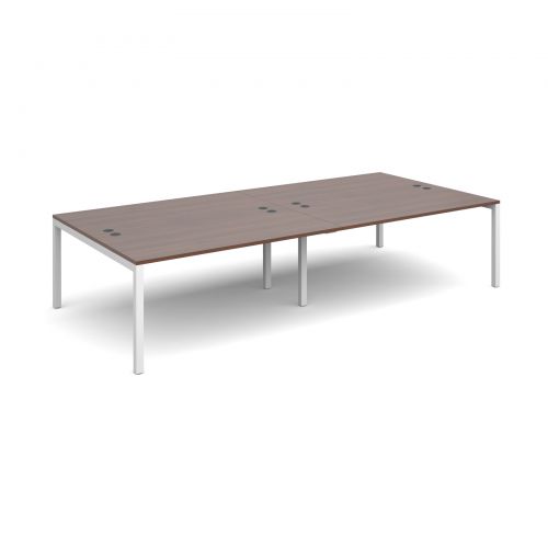 Connex double back to back desks 3200mm x 1600mm - white frame, walnut top