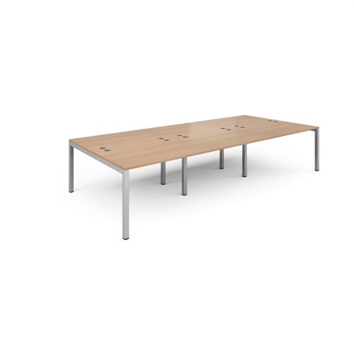 Connex triple back to back desks 3600mm x 1600mm - silver frame, beech top CO3616-S-B Buy online at Office 5Star or contact us Tel 01594 810081 for assistance